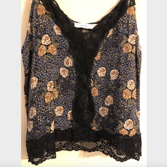 Lush Blue Camisole with Black Lace - Picture 2 of 2